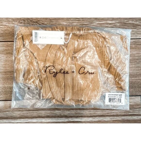 NWT! Rylee + Cru Gold Criss Cross Romper Size 12-18M - Picture 2 of 3